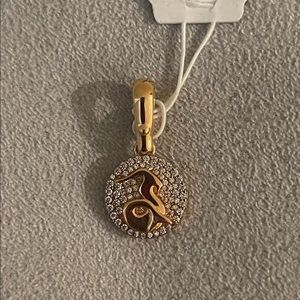 14K Rose Gold-Plated Sterling Silver Pavé Capricorn Zodiac Charm.